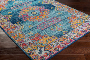 Livabliss Elaziz Persian Inspired Machine Woven Polypropylene Rug for Entryways and Hallways Navy, Sky Blue 2' x 2'11" ELZ2365-23