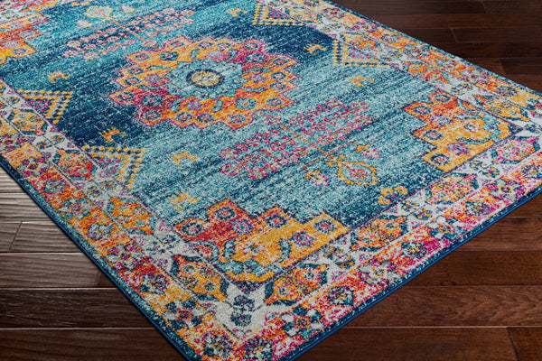 Livabliss Elaziz Persian Inspired Machine Woven Polypropylene Rug for Entryways and Hallways Navy, Sky Blue 2' x 2'11" ELZ2365-23