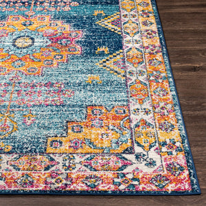 Livabliss Elaziz Persian Inspired Machine Woven Polypropylene Rug for Entryways and Hallways Navy, Sky Blue 2' x 2'11" ELZ2365-23