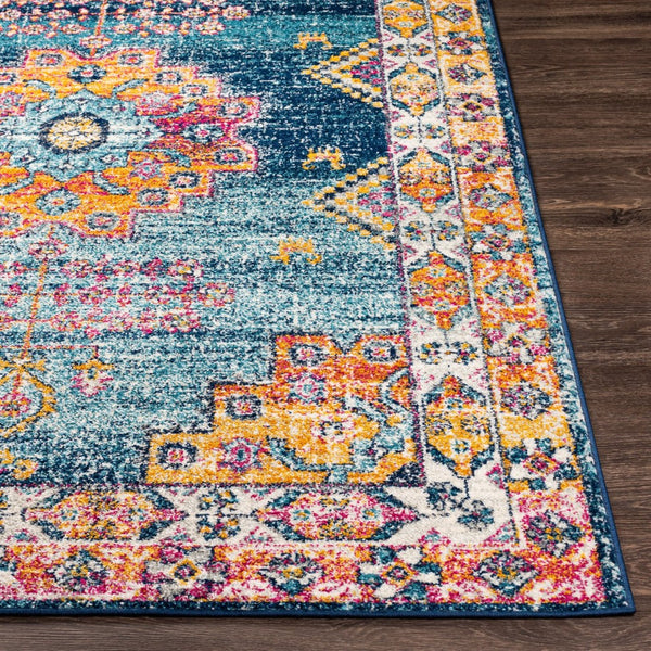 Livabliss Elaziz Persian Inspired Machine Woven Polypropylene Rug for Entryways and Hallways Navy, Sky Blue 2' x 2'11" ELZ2365-23