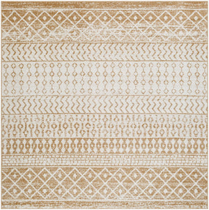 Livabliss Elaziz Moroccan Geometric Polypropylene Area Rug for Living Room or Dining Space Cream, Taupe 7'10" x 7'10" Square ELZ2367-710SQ