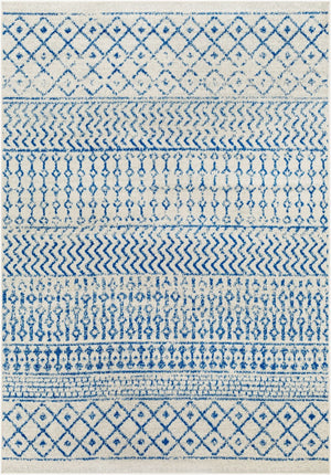 Livabliss Elaziz Machine Woven Moroccan Global Pattern Polypropylene Rug for Living Rooms Cream, Dark Blu 8'10" x 12'6" ELZ2368-9126