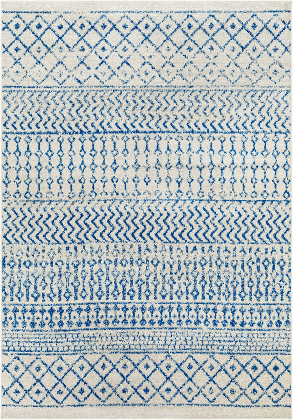 Livabliss Elaziz Machine Woven Moroccan Global Pattern Polypropylene Rug for Living Rooms Cream, Dark Blu 8'10" x 12'6" ELZ2368-9126