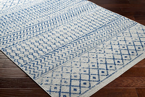 Livabliss Elaziz Machine Woven Moroccan Global Pattern Polypropylene Rug for Living Rooms Cream, Dark Blu 8'10" x 12'6" ELZ2368-9126