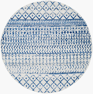 Livabliss Elaziz Machine Woven Moroccan Global Pattern Polypropylene Rug for Living Rooms Cream, Dark Blu 10' x 10' Round ELZ2368-10RD