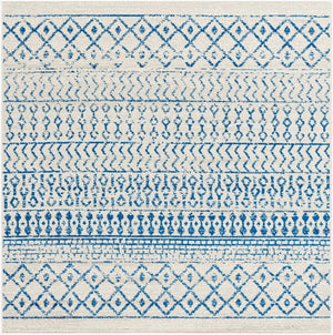 Livabliss Elaziz Machine Woven Moroccan Global Pattern Polypropylene Rug for Living Rooms Cream, Dark Blu 7'10" x 7'10" Square ELZ2368-710SQ