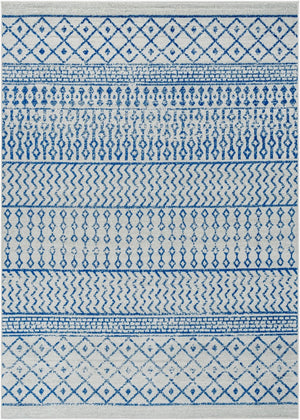 Livabliss Elaziz Machine Woven Moroccan Global Pattern Polypropylene Rug for Living Rooms Cream, Dark Blu 7'10" x 11' ELZ2368-71011