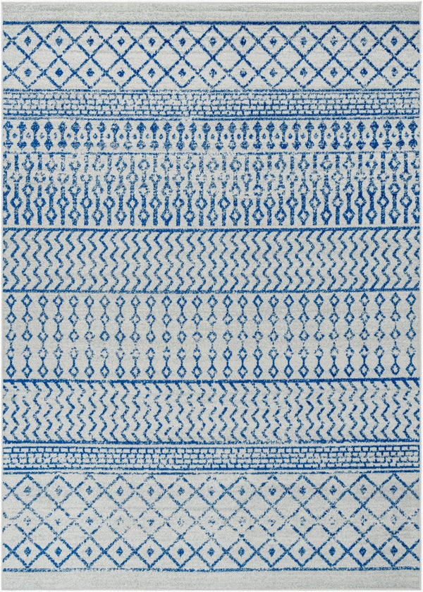 Livabliss Elaziz Machine Woven Moroccan Global Pattern Polypropylene Rug for Living Rooms Cream, Dark Blu 7'10" x 11' ELZ2368-71011