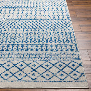 Livabliss Elaziz Machine Woven Moroccan Global Pattern Polypropylene Rug for Living Rooms Cream, Dark Blu 8'10" x 12'6" ELZ2368-9126