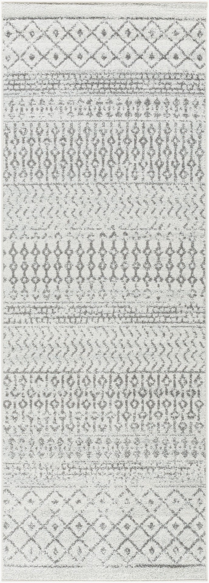 Livabliss Elaziz Global Pattern Polypropylene Area Rug Turkish Woven Living Room Accent Cream, Charcoal 2'7" x 12' ELZ2369-2712