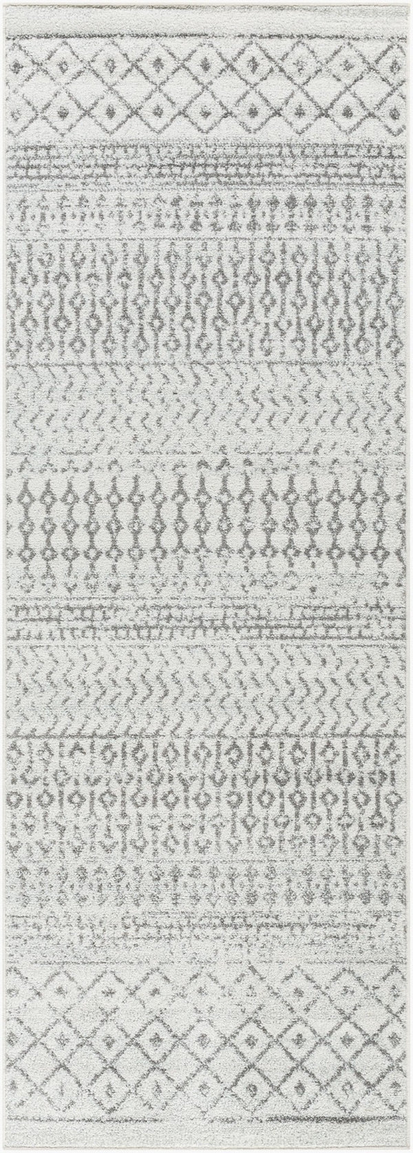 Livabliss Elaziz Global Pattern Polypropylene Area Rug Turkish Woven Living Room Accent Cream, Charcoal 2'7" x 12' ELZ2369-2712