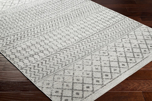 Livabliss Elaziz Global Pattern Polypropylene Area Rug Turkish Woven Living Room Accent Cream, Charcoal 6'7" x 9' Oval ELZ2369-679OV