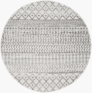 Livabliss Elaziz Global Pattern Polypropylene Area Rug Turkish Woven Living Room Accent Cream, Charcoal 7'10" x 7'10" Round ELZ2369-710RD