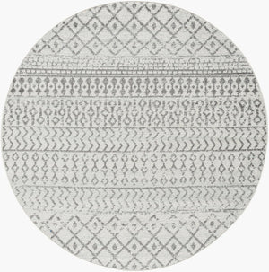 Livabliss Elaziz Global Pattern Polypropylene Area Rug Turkish Woven Living Room Accent Cream, Charcoal 5'11" x 5'11" Round ELZ2369-6RD