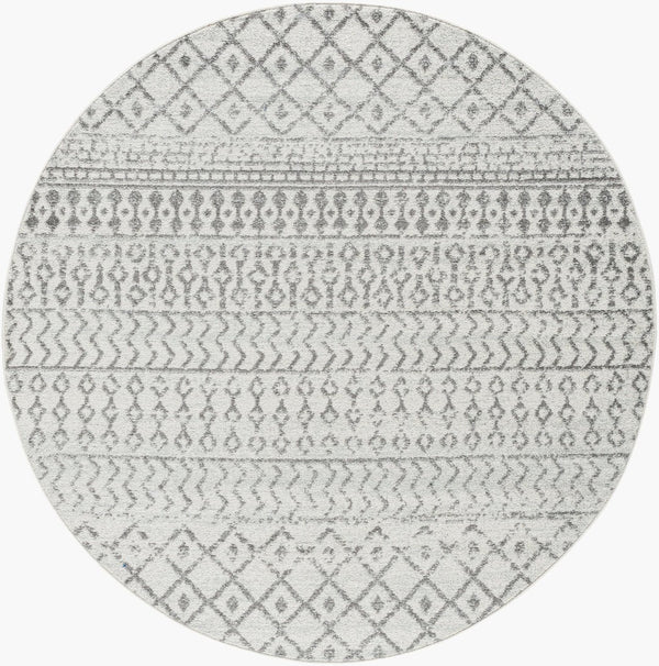 Livabliss Elaziz Global Pattern Polypropylene Area Rug Turkish Woven Living Room Accent Cream, Charcoal 5'11" x 5'11" Round ELZ2369-6RD