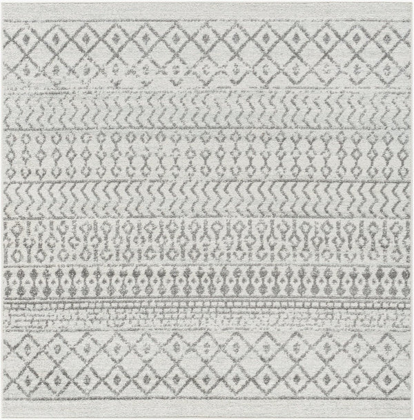 Livabliss Elaziz Global Pattern Polypropylene Area Rug Turkish Woven Living Room Accent Cream, Charcoal 7'10" x 7'10" Square ELZ2369-710SQ