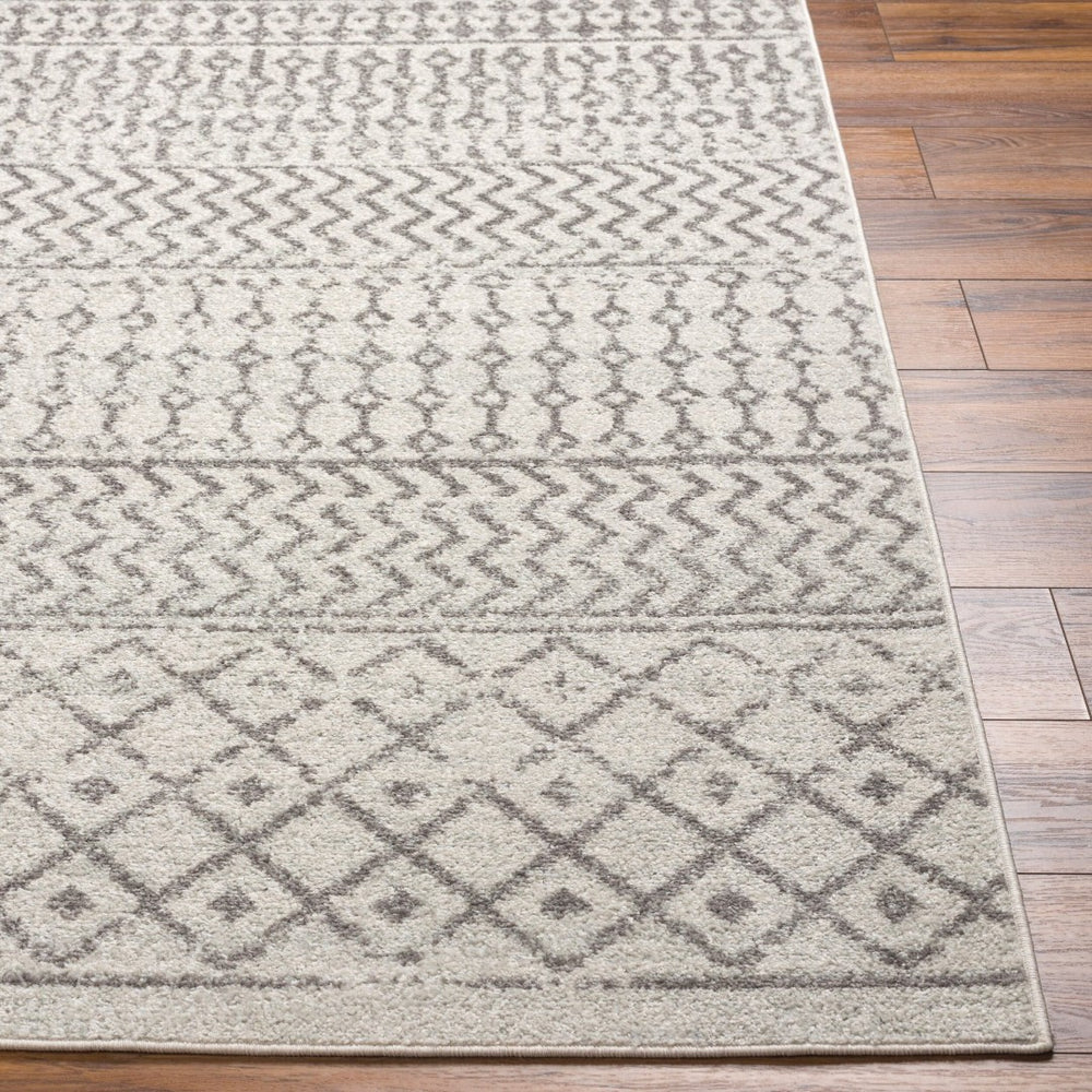 Livabliss Elaziz Global Pattern Polypropylene Area Rug Turkish Woven Living Room Accent Cream, Charcoal 2'7" x 12' ELZ2369-2712