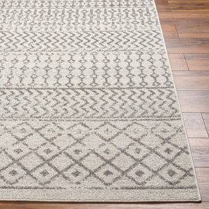 Livabliss Elaziz Global Pattern Polypropylene Area Rug Turkish Woven Living Room Accent Cream, Charcoal 6'7" x 9' Oval ELZ2369-679OV