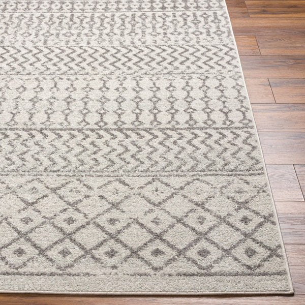 Livabliss Elaziz Global Pattern Polypropylene Area Rug Turkish Woven Living Room Accent Cream, Charcoal 6'7" x 9' Oval ELZ2369-679OV