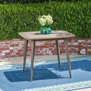 English Elm Indoor Solid Acacia Square Dining Table Mid-century Tapered Legs Teak Finish 63258.00GRY