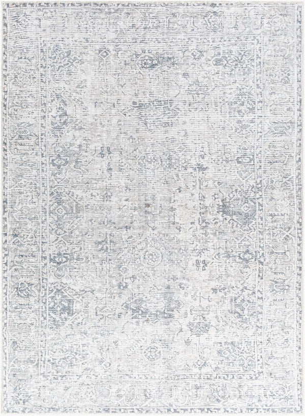 Livabliss Embrace Machine Woven Polyester Area Rug Low Pile Geometric Design for Living Rooms Denim, Light Sl 6'7" x 9' EMA2309-679