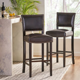 Christopher Knight Home® - Noble House - Mayfield Contemporary Bonded Leather Barstool, Brown and Wenge - Set of 2