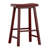 Homelegance By Top-Line Barrett Saddle Seat 29-inch Bar Height Backless Stools (Set of 2) Red Rubberwood