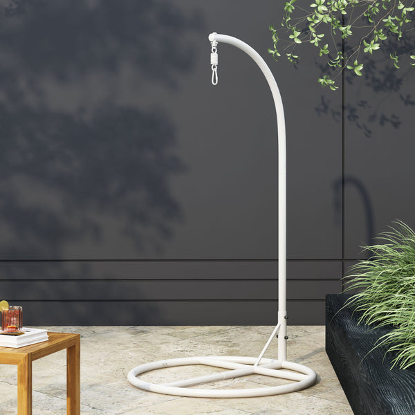 English Elm Christopher Knight Home® - HANGING Iron Chair Bottom Stand with Powder-Coated White Finish, Safety Belt, Portable Indoor/Outdoor Cozy Seat Support 62075.00HNGWHI