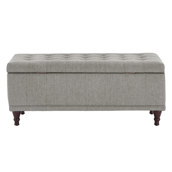 Homelegance By Top-Line Lyon Tufted Storage Bench Grey Polyester