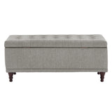 Homelegance By Top-Line Lyon Tufted Storage Bench Grey Polyester