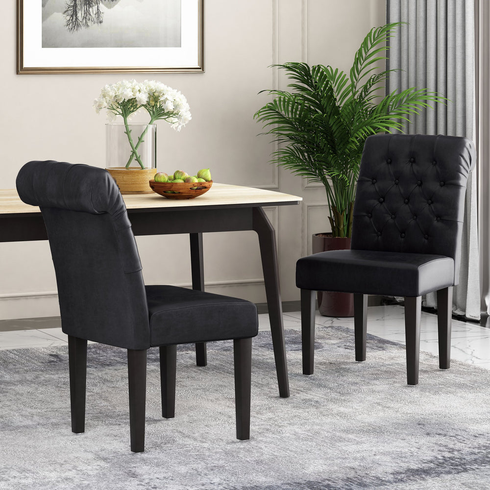 English Elm Broxton Button Tufted Pu Leather Dining Chairs with Rolled Backrest for Classic Rooms 52454.00PUMDNT