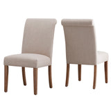 Homelegance By Top-Line Hazel Slipcovered Rolled Back Parsons Chairs (Set of 2) Light Natural Wood