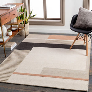 Livabliss Emma Hand Tufted Wool Accent Rug with High Low Pile Texture for Entryway or Bedroom Light Beige, Bl 2' x 3' EMM2303-23