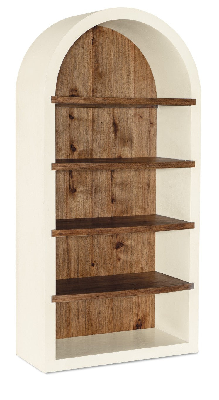 Hooker Furniture Big Sky Tahoe Etagere Rustic Avalanche White & Vintage Natural Hickory Shelves, Adjustable Storage 6700-50005-02