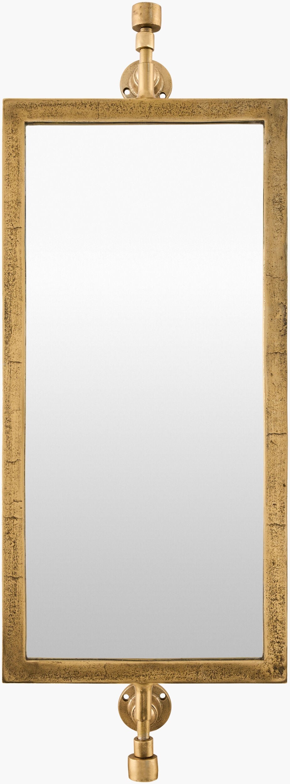 Surya Emmeline 42"H X 16"W X 8"D Rustic Industrial Accent Mirror - Transform Your Space With Style Frame, Gold Aluminum Emme002-4216