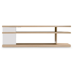 Bernhardt Bernhardt Modulum Sculptural Console Table In Saharan Wood With Polished Stainless Accents, 80"W 315912