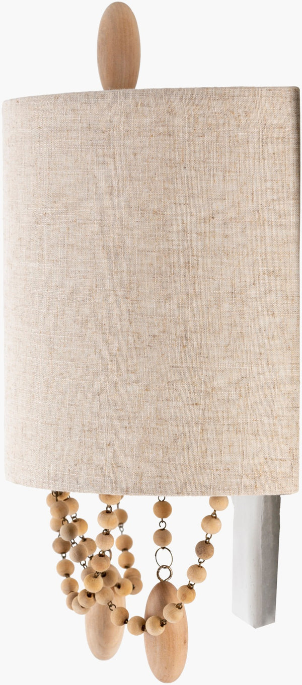 Livabliss Emmalyn Wood and Linen Wall Sconce Warm Ambient Light for Bedroom or Hallway EMN-001