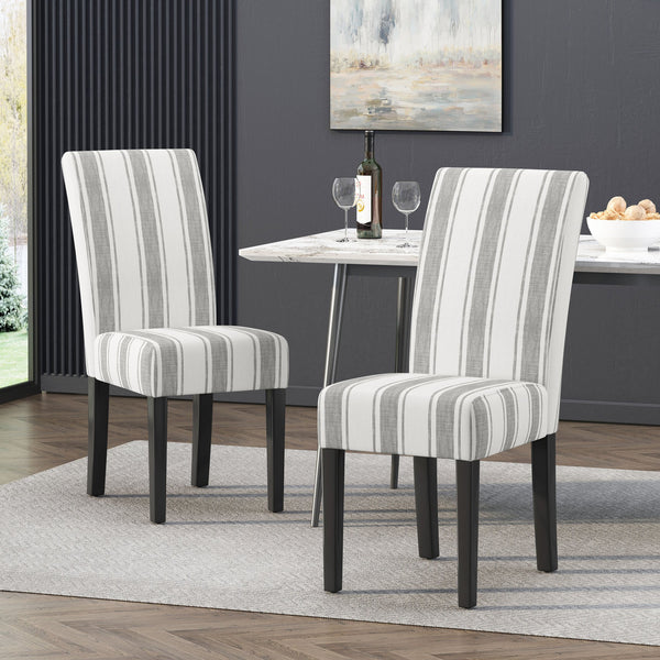 English Elm Christopher Knight Home® - DINING Chair with Plush Fabric Upholstery, Rubberwood Legs, Contemporary Minimalist Comfort and Style Grey Stripe 60162.00GRYLNN