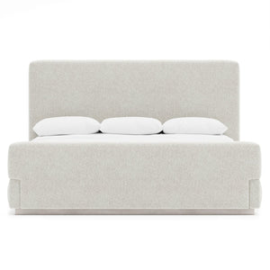 Bernhardt Bernhardt Tempo Panel Bed King — Modern Upholstered Headboard With Pleated Fold, Wire-Brushed Oak Base K2138
