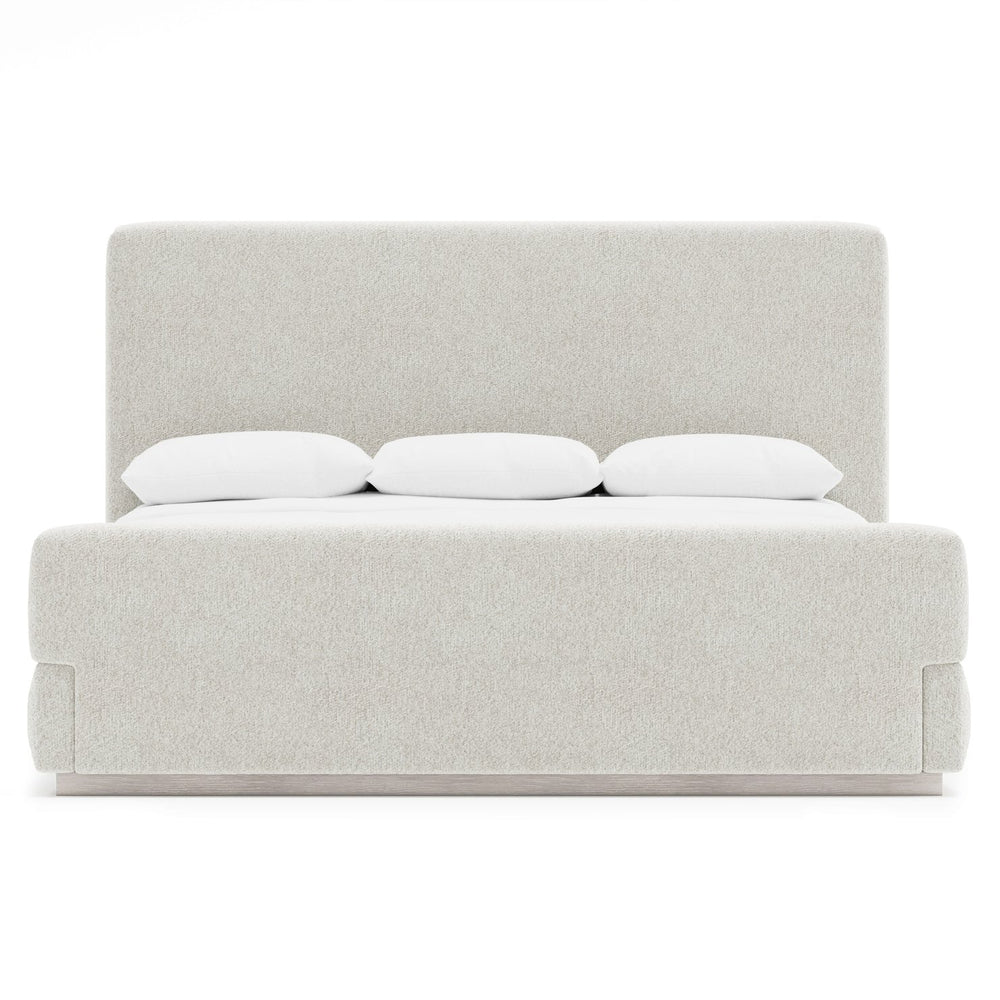 Bernhardt Bernhardt Tempo Panel Bed In Larza Wire-Brushed Oak With Pleated Upholstery, Low-Profile Luxury K2137