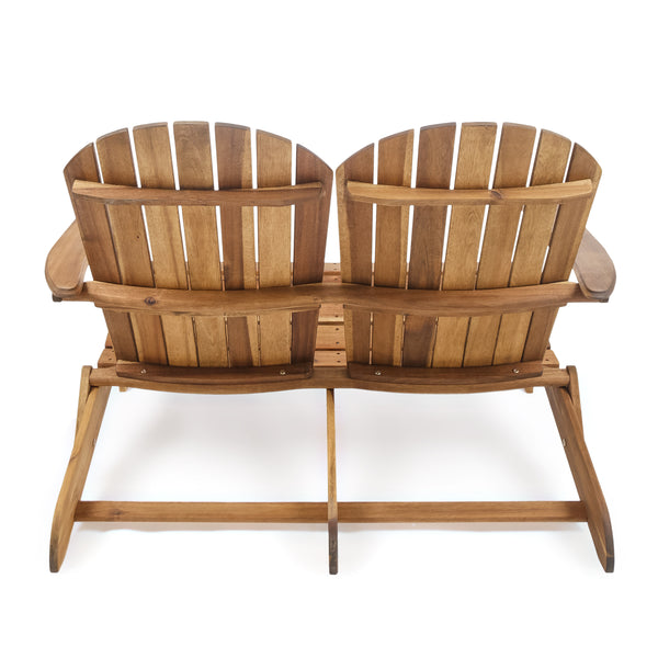 English Elm Christopher Knight Home® - MALIBU Acacia Wood Adirondack Loveseat with Slatted Back for Patio, Durable Weather-Resistant Comfort and Style Natural 46 L x 24 W x 11.75 H 61679.00
