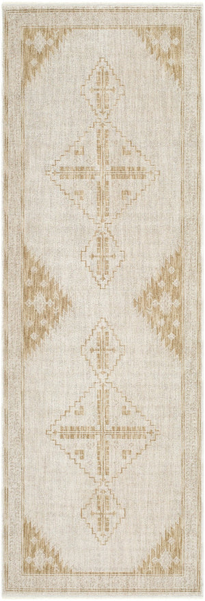 Livabliss Emory Machine Woven Polyester Runner Rug with Fringe Detail for Hallways and Entryways Ivory, Tan 2'7" x 10' EMO2301-2710
