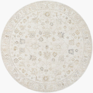 Livabliss Emory Turkish Inspired Polyester Area Rug with Fringe Edge for Entryway or Kitchen Ivory, Light Gr 6'11" x 6'11" EMO2302-7RD