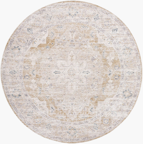 Livabliss Emory Machine Woven Polyester Area Rug with Fringe Border for Living Room Floors Ivory, Cream 6'11" x 6'11" EMO2304-7RD