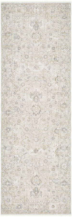 Livabliss Emory Ornamental Runner Rug Fringe Trim Polyester Woven Hallway Entryway Accent Ivory, Cream 2'7" x 7'10" EMO2307-27710
