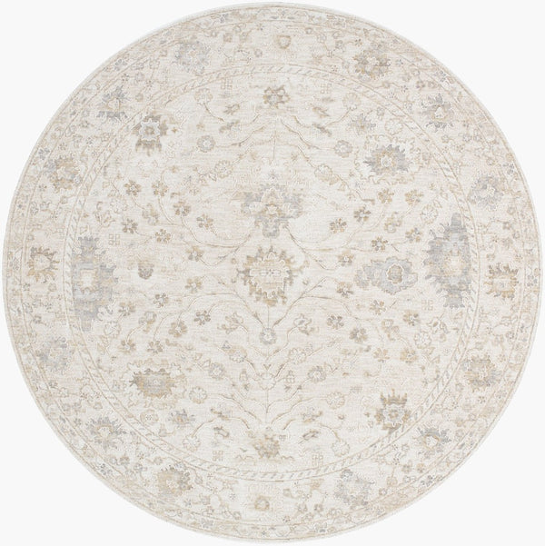 Livabliss Emory Ornamental Runner Rug Fringe Trim Polyester Woven Hallway Entryway Accent Ivory, Cream 6'11" x 6'11" EMO2307-7RD