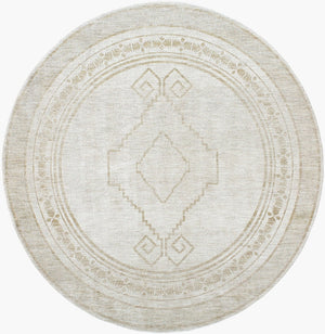 Livabliss Emory Traditional Fringe Area Rug Turkish Woven Polyester for Living Dining Bedroom Ivory, Cream 6'11" x 6'11" EMO2309-7RD