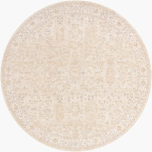 Livabliss Emory Machine Woven Polyester Area Rug with Fringe Border for Living Dining Spaces Ivory, Tan 6'11" x 6'11" EMO2312-7RD