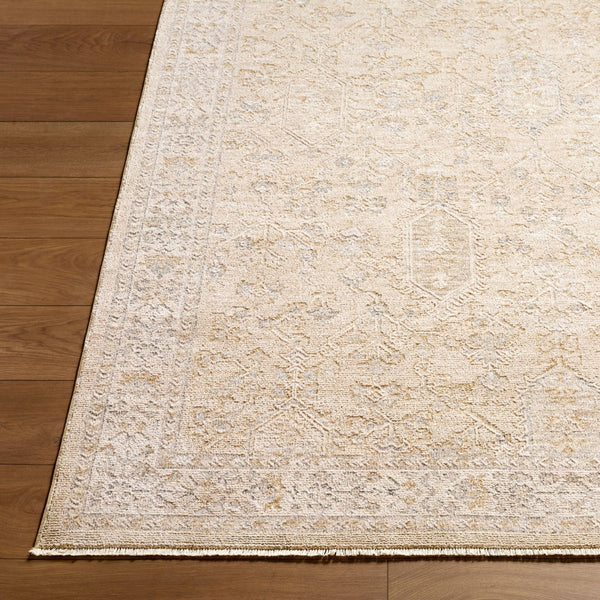 Livabliss Emory Machine Woven Polyester Area Rug with Fringe Border for Living Dining Spaces Ivory, Tan 6'11" x 6'11" EMO2312-7RD