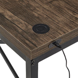 Homelegance By Top-Line Emely Black Metal Rustic Desk with USB Charging Station Black MDF